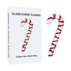 6.30'' Red & Clear Candy Cane Glass Dildo – Curved Design, Hand-Blown Borosilicate Glass, Display Box
