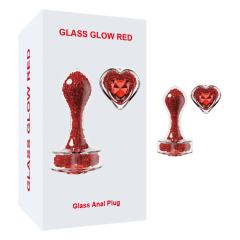 3.35'' Clear Glass Anal Plug with Red Heart Gem – Tapered and StayPut Design
