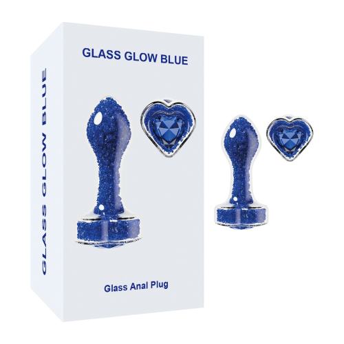 3.74'' Clear Glass Anal Plug with Blue Heart Gem – Tapered and StayPut Design