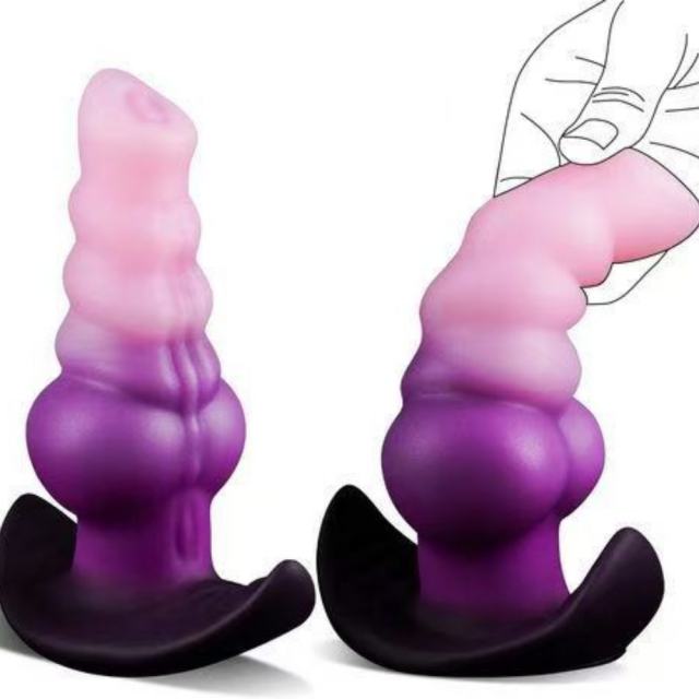 6.30’’ Multicolor Large Silicone Textured Anal Plug with Wide Base