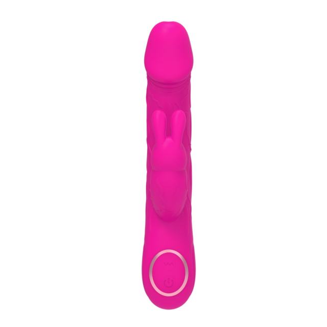 8.59’’ Magenta Rechargeable 10-Mode Triple-Stim Silicone Vibrator with Beaded Anal Tail