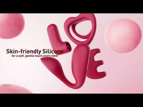 Customizable  Red Rechargeable Silicone Vibrator Set with LOVE-Shaped Design – 4-Piece Combo, Remote Control, Waterproof