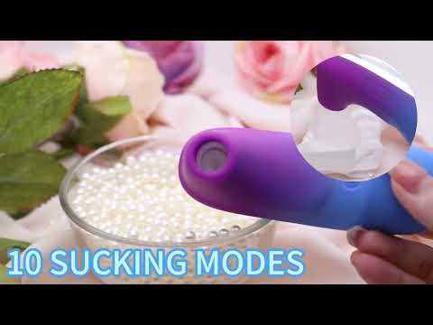 Customizable 4.85" Purple & Blue Rechargeable Waterproof Silicone Sucking Massager – 10-Mode
