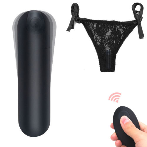10 Modes Black Remote Control Panty Vibrator Set with Lace Panty and Rechargeable Vibrating Egg