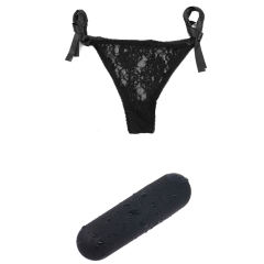 10 Modes Black Remote Control Panty Vibrator Set with Lace Panty and Rechargeable Vibrating Egg