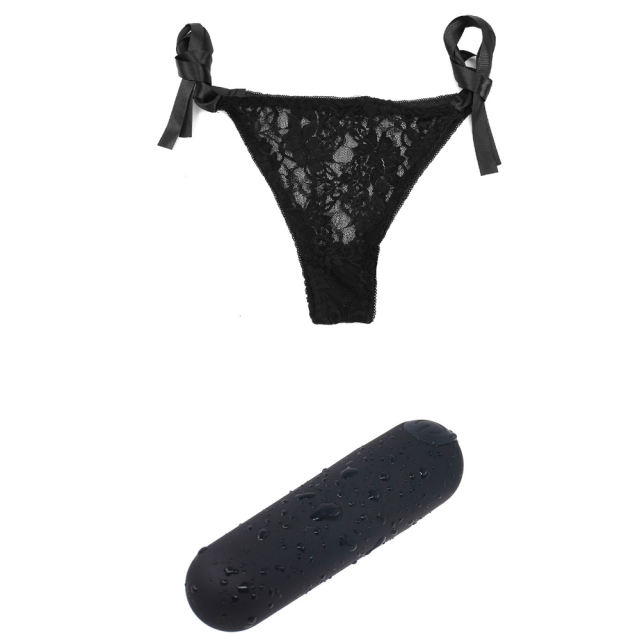 10 Modes Black Remote Control Panty Vibrator Set with Lace Panty and Rechargeable Vibrating Egg