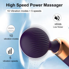 9.65’’ Dark Purple Rechargeable Wand Massager with 10 Vibrating Modes and 5 Vibrating Speeds