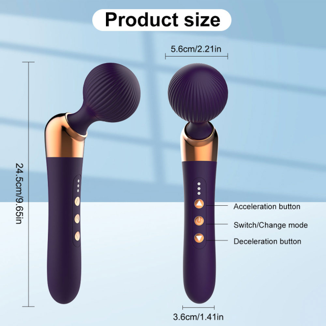 9.65’’ Dark Purple Rechargeable Wand Massager with 10 Vibrating Modes and 5 Vibrating Speeds