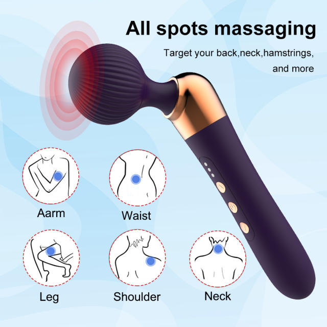 9.65’’ Dark Purple Rechargeable Wand Massager with 10 Vibrating Modes and 5 Vibrating Speeds