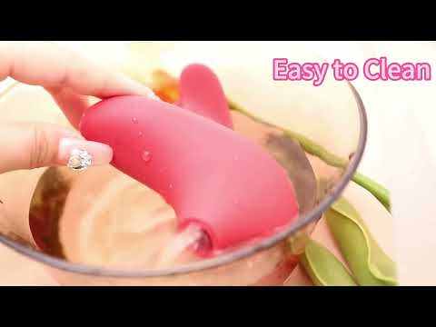 Customizable 10-Mode Red Rechargeable Waterproof Silicone Clitoral Sucking Stimulator with Finger-Grip Design