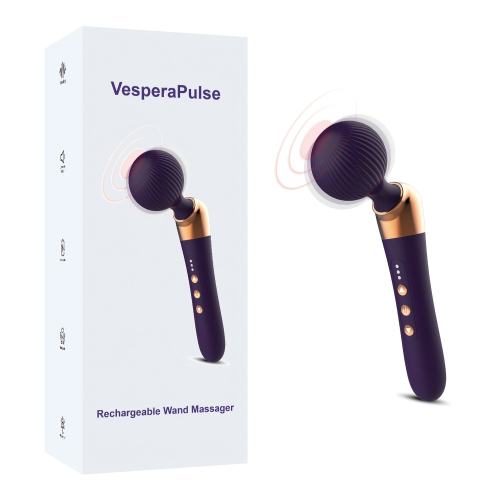9.65’’ Dark Purple Rechargeable Wand Massager with 10 Vibrating Modes and 5 Vibrating Speeds