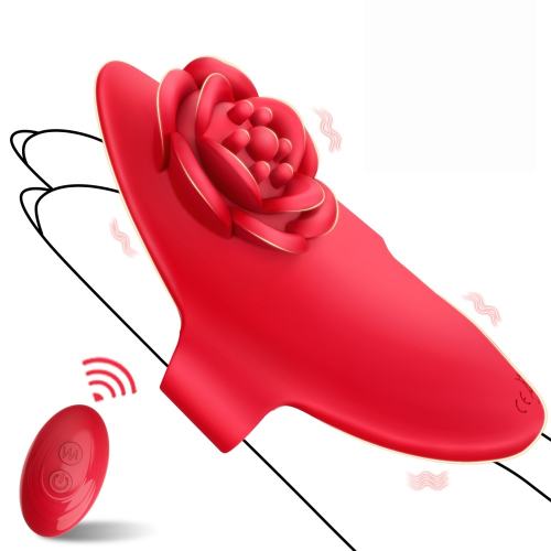 10 Vibration Modes Rechargeable Wearable Red Rose Vibrator with Remote Control