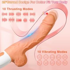 9.77’’ Rechargeable Vibrating & Thrusting Silicone Dildo with Remote Control and Suction Cup – 10 Vibrating Modes + 10 Thrusting Modes