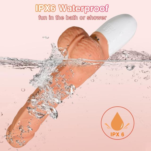 9.77’’ Rechargeable Vibrating & Thrusting Silicone Dildo with Remote Control and Suction Cup – 10 Vibrating Modes + 10 Thrusting Modes