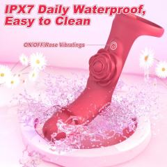 8.27’’ Rechargeable Red Rose Vibrator with Glans-Shaped Finger Tip – 9 Vibrating Modes and Adjustable Wrist Strap