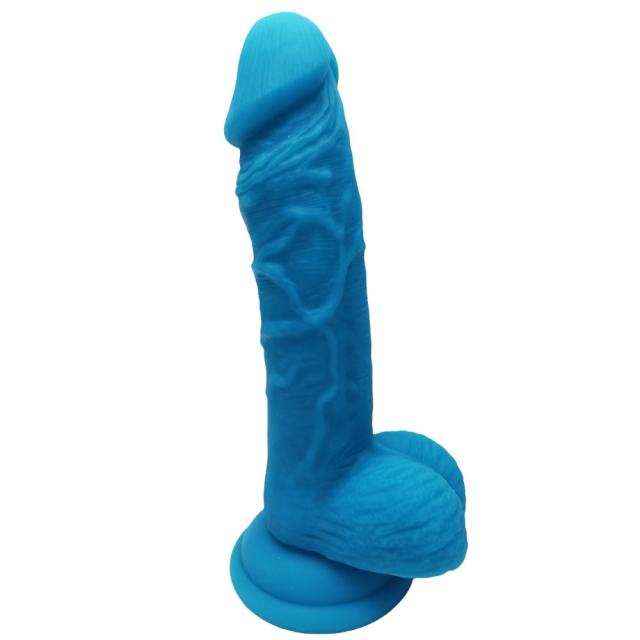 7.09'' Blue Silicone Dildo with Balls and Suction Cup