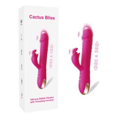 10-Speed Magenta Rechargeable Silicone Rabbit Vibrator with Thrusting Function