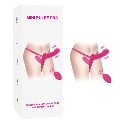 10-Mode Magenta Rechargeable Waterproof Silicone Strap-On Double Dildo with Remote Control