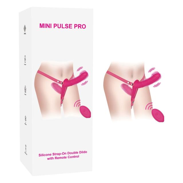 10-Mode Magenta Rechargeable Waterproof Silicone Strap-On Double Dildo with Remote Control