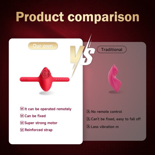 10 Vibration Modes Rechargeable Wearable Red Rose Vibrator with Remote Control