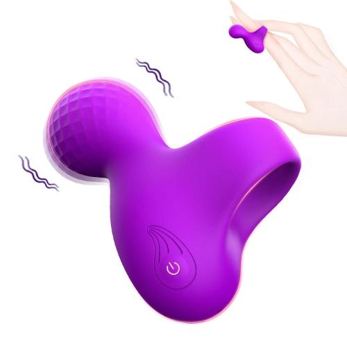 9 Vibrating Modes Purple Rechargeable Silicone Finger Massager