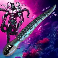 9-Speed Multicolor Rechargeable 10.7" Silicone Vibrating Realistic Monster G-Spot Dildos with LED Display
