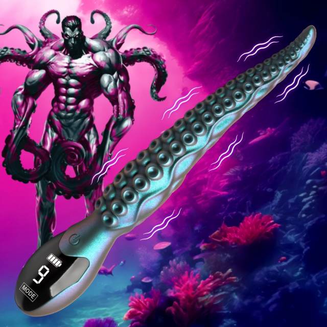 9-Speed Multicolor Rechargeable 10.7" Silicone Vibrating Realistic Monster G-Spot Dildos with LED Display