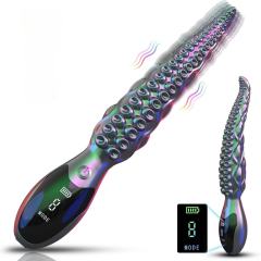 9-Speed Multicolor Rechargeable 10.7" Silicone Vibrating Realistic Monster G-Spot Dildos with LED Display