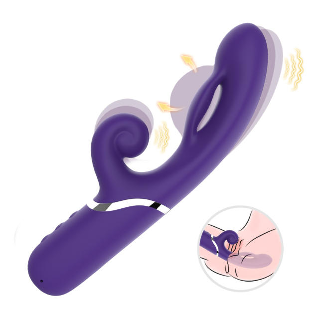 9-Mode Waterproof Rechargeable Purple Inflatable Silicone Vibrator with Expandable Shaft