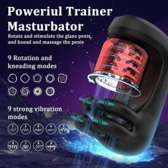 Black & Red Automatic Male Masturbator – 9 Vibrating + 9 Kneading + 9 Rotating Modes Rechargeable Penis Stroker