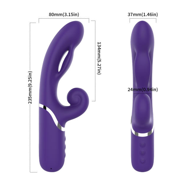 9-Mode Waterproof Rechargeable Purple Inflatable Silicone Vibrator with Expandable Shaft