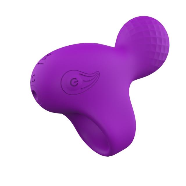 9 Vibrating Modes Purple Rechargeable Silicone Finger Massager