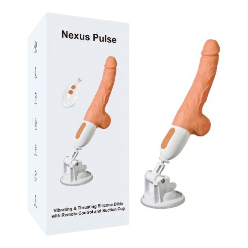 9.77’’ Rechargeable Vibrating & Thrusting Silicone Dildo with Remote Control and Suction Cup – 10 Vibrating Modes + 10 Thrusting Modes