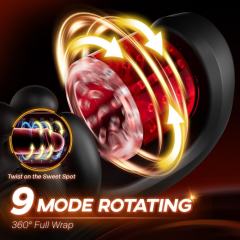 Black & Red Automatic Male Masturbator – 9 Vibrating + 9 Kneading + 9 Rotating Modes Rechargeable Penis Stroker