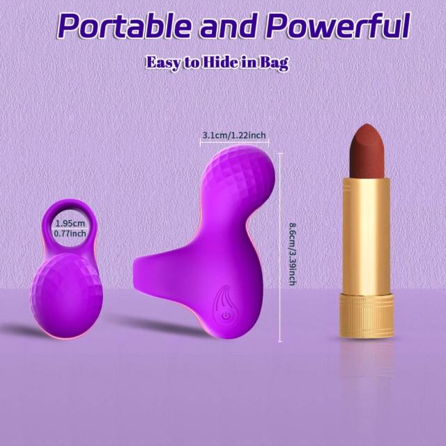 9 Vibrating Modes Purple Rechargeable Silicone Finger Massager