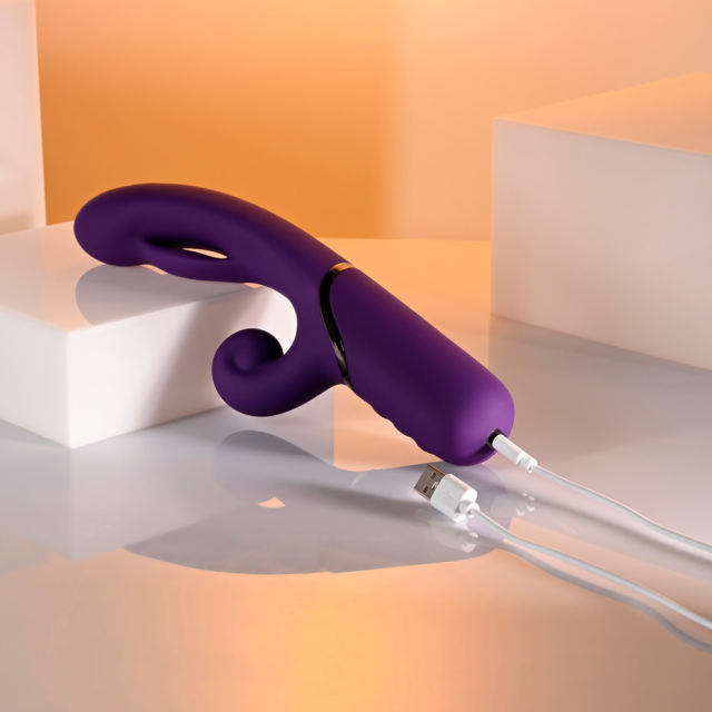 9-Mode Waterproof Rechargeable Purple Inflatable Silicone Vibrator with Expandable Shaft