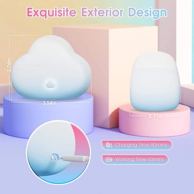 10 Vibrating Modes Blue & White Rechargeable Waterproof Air-Squeeze Vibrating Silicone Massager