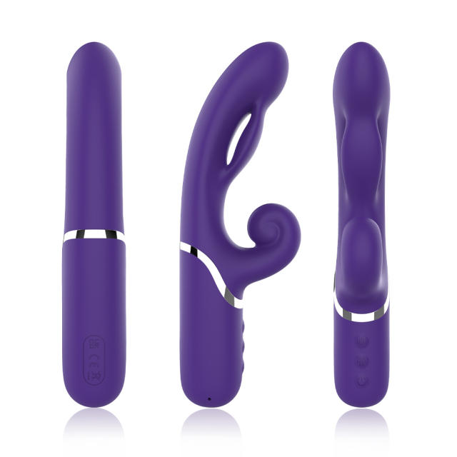 9-Mode Waterproof Rechargeable Purple Inflatable Silicone Vibrator with Expandable Shaft