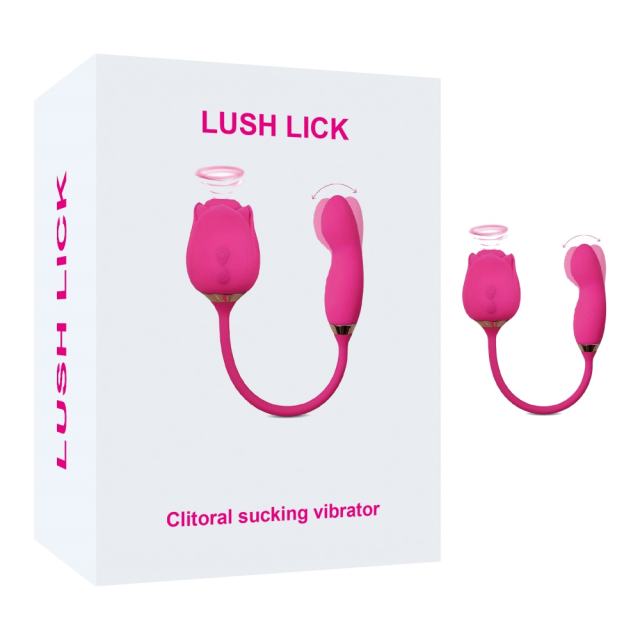 Customizable 10-Speed Pink Color Silicone Clitoral Sucking Rose with Wiggling Vibrator