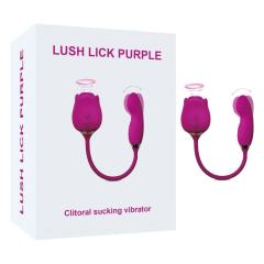 10-Speed Purple Color Silicone Clitoral Sucking Rose with Wiggling Vibrator