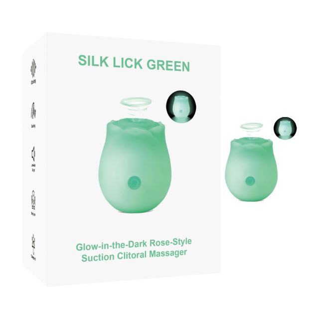 Glow-in-the-Dark 10-Function Green Silicone Rechargeable Clitoral Sucking Rose Sex Toy