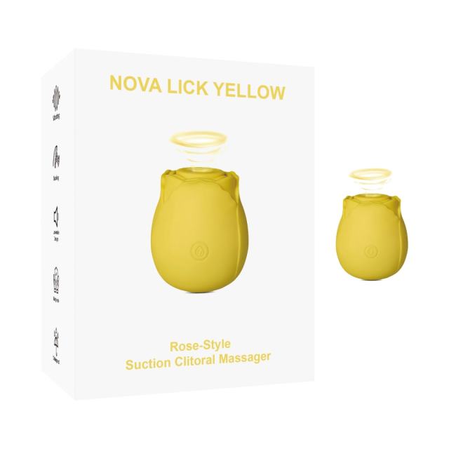Customizable 10-Function Yellow Color Silicone Clitoral Sucking Rose Vibrator