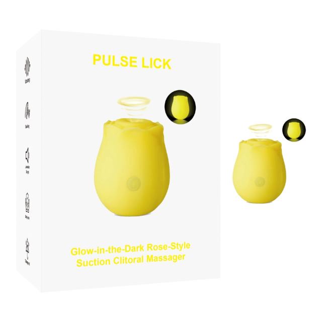 Customizable Glow-in-the-Dark 10-Function Yellow Silicone Rechargeable Clitoral Sucking Rose Sex Toy