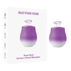 Customizable 10-Function Purple &amp; White Silicone Rechargeable Clitoral Sucking Rose Sex Toy