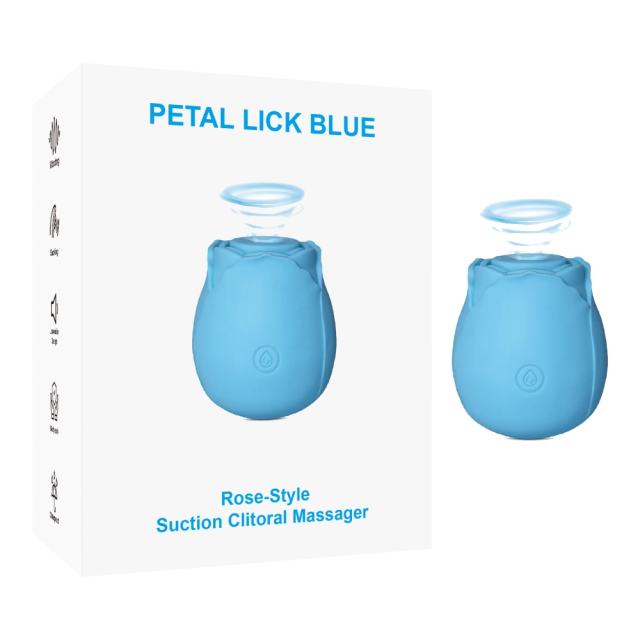Customizable 10-Function Blue Color Silicone Clitoral Sucking Rose Vibrator