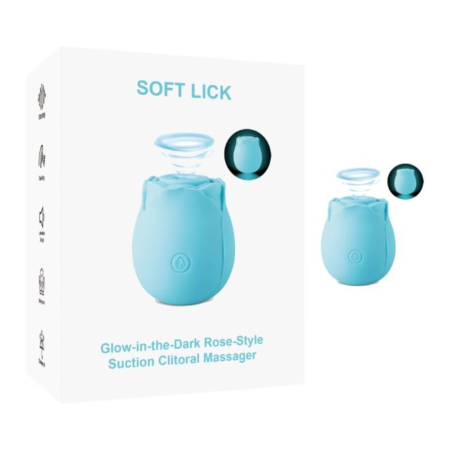 Customizable Glow-in-the-Dark 10-Function White Silicone Rechargeable Clitoral Sucking Rose Sex Toy