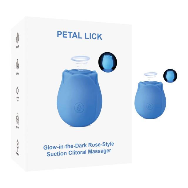 Customizable Glow-in-the-Dark 10-Function Blue Silicone Rechargeable Clitoral Sucking Rose Sex Toy