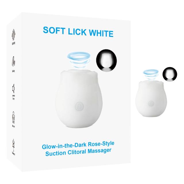 Customizable Glow-in-the-Dark 10-Function White Silicone Rechargeable Clitoral Sucking Rose Sex Toy