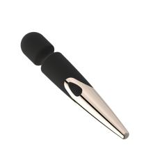 12.02'' Black & Champagne Gold Wand Massager – 10 Modes, Powerful Vibrations, Plug-In Rechargeable, Waterproof