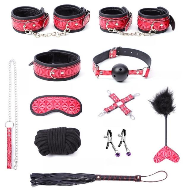 11-Piece Black & Red High Quality DBSM Bondage Kit